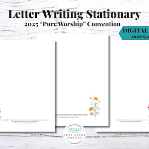 Papel imprimible para escribir cartas de los testigos de Jehová (15 páginas). Papelería para pioneros, suministros para el ministerio de los testigos de Jehová para la Convención de Adoración Pura de 2025.