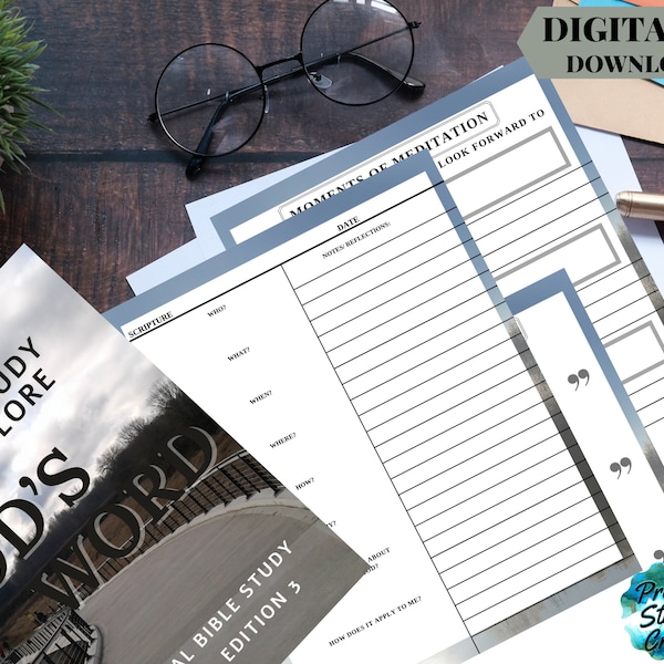 Printable Jehovah's Witness Personal Study Worksheets| JW Bible Study Journal| JW Brother's Notebook| Neutral Scheme Pages| Instant Download