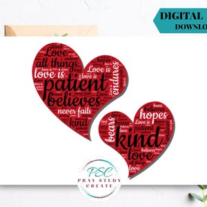 Printable Jehovah's Witness Wedding, Engagement Card| Instant Download|5x7 Blank|1 Corinthians 13:4-8 Love is...Never Fails, Showing Love