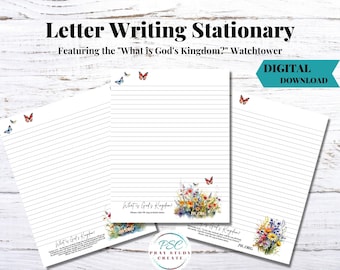 Printable Jehovah's Witness Letter Writing Paper-15 pgs. JW Stationery for Pioneers, JW Ministry Supplies for God's Kingdom Campaign Letters