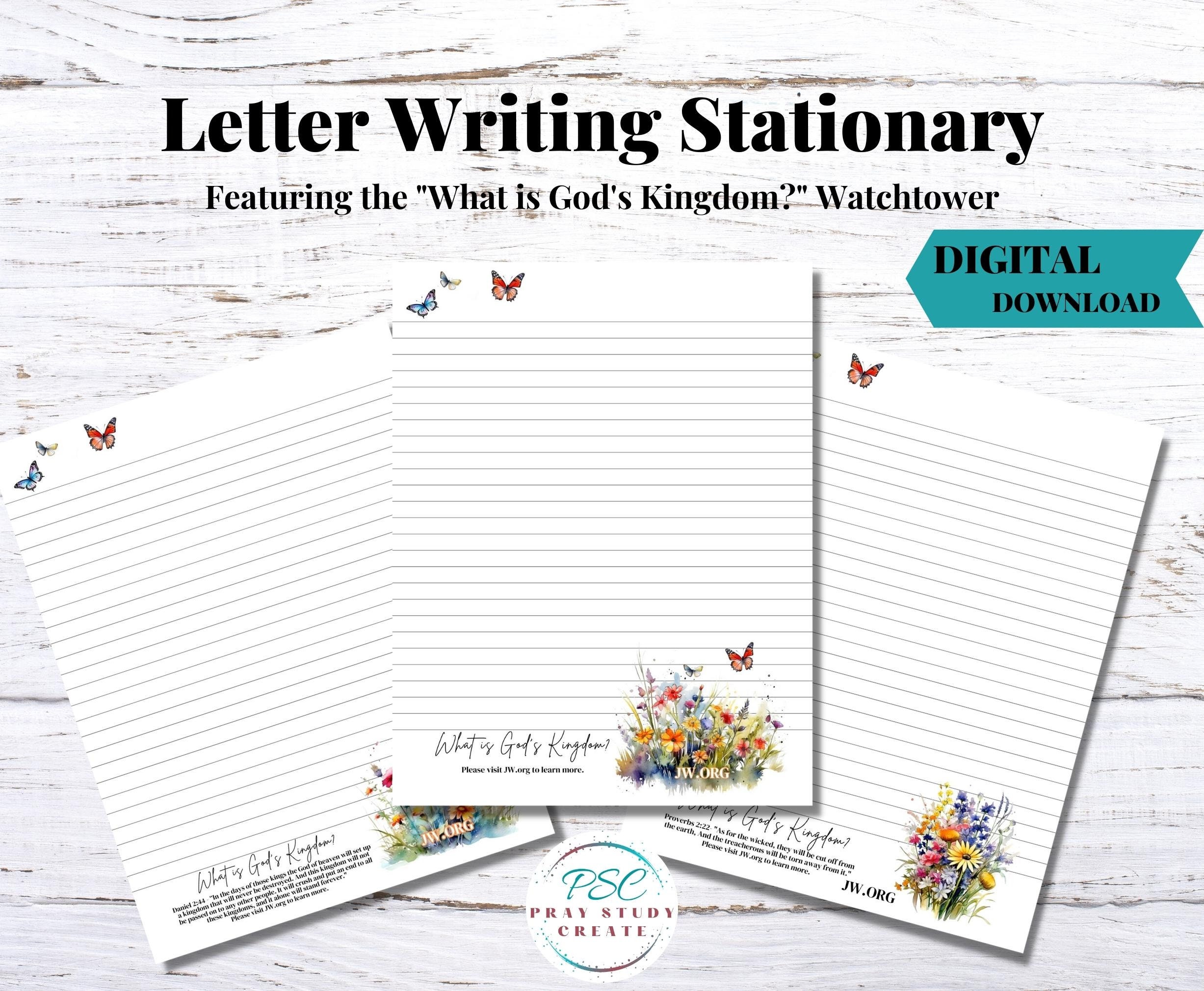Printable Jehovah #39 s Witness Letter Writing Paper 15 Pgs JW Stationery Printable Jehovah #39 s Witness Letter Writing Paper 15 Pgs JW Stationery