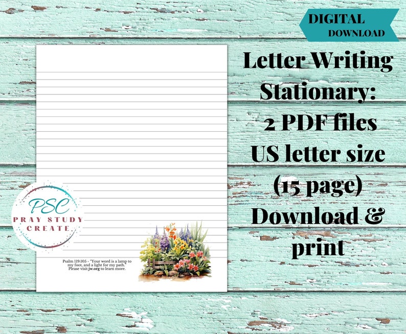 Printable Jehovah's Witness Letter Writing Paper-15 Pgs. JW Stationery ...