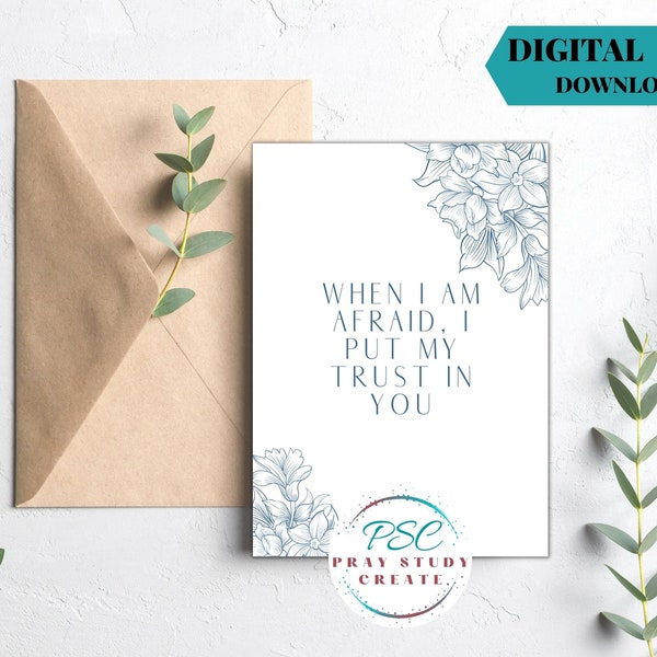 Printable Jehovah's Witness 2024 Year Text Greeting Card| Floral 2024 Yeartext JW Card Psalm 56:3 When I am afraid, I put my trust in you