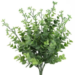 14&quot; Seeded Eucalyptus Bush, Realistic Greenery, Wreath Supplies, Greenery, Ivory,Artificial greenery bush,floral supplies,PF172353