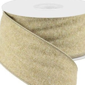 2.5&quot;Fuzzy Royal Burlap Tan Ribbon, Wired Ribbon, Fall Wired Ribbon, Rustic Ribbon,  FUZZY ROYAL BURLAP 2.5&quot;X10YD