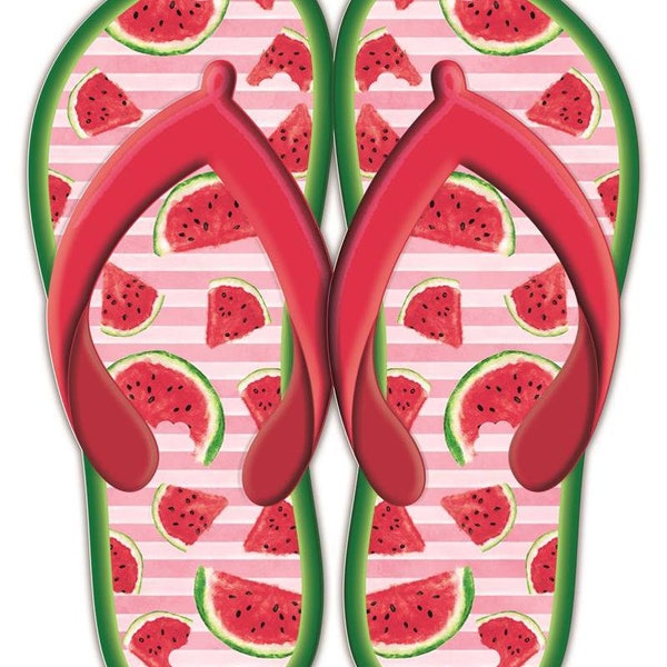 12" Watermelon Flip Flops, Embossed Metal Hanger, MD1096