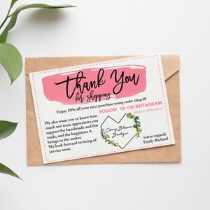 Bedankkaart winkelen, sjabloon voor e-commerce bedankbriefje, Etsy bedankje afdrukbaar, ideeën voor zakelijke bedankjes, bestellingsbijlage