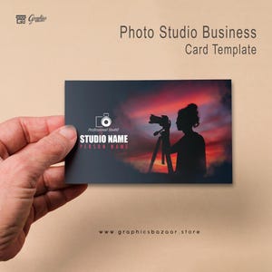 Sjabloon fotostudio-visitekaartje | Canva- en Photoshop-sjabloon | Bewerkbaar en afdrukbaar