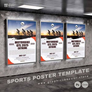 Plantilla de póster de torneo de motociclismo / Imprimible / Editable / Hazlo tú mismo / Personalizable / Plantilla / Plantilla de póster de evento deportivo