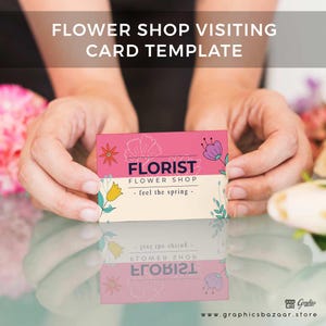 Visitekaartje bloemenwinkel | | Bewerkbaar en afdrukbaar | Bloemdessin | Canva- en Photoshop-sjabloon