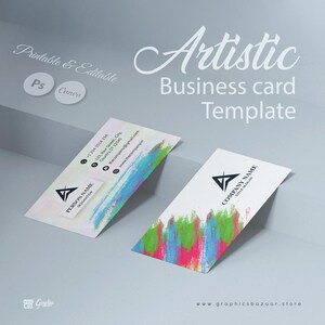 Künstlerische Visitenkarte Vorlage|Druckbar|Bearbeitbar|DIY|Anpassbar|Kreativ Kreatives Visitenkarte Template Design|Kunst Studio Visitenkarte