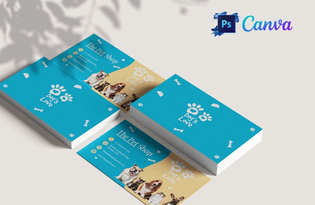 Creative Pet Shop Business Card Template Canva INSTANT