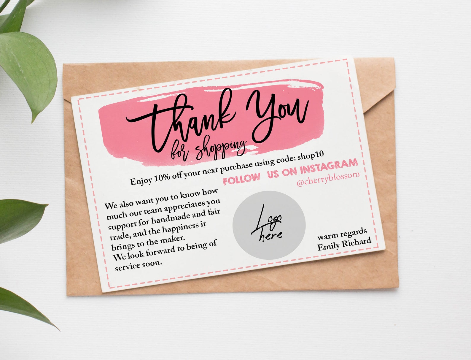 Shopping Thank You Card Thank You Note Template Etsy