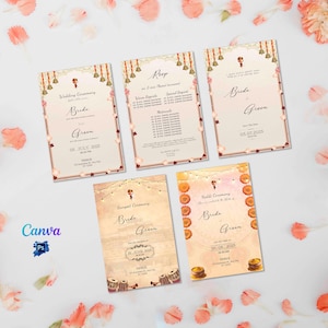 Lot de cartes de mariage modifiables | Lot de cartes pour cérémonie de mariage | Imprimable | Bricolage | Carte de mariage | Cartes de mariage indiennes | Cartes personnalisables