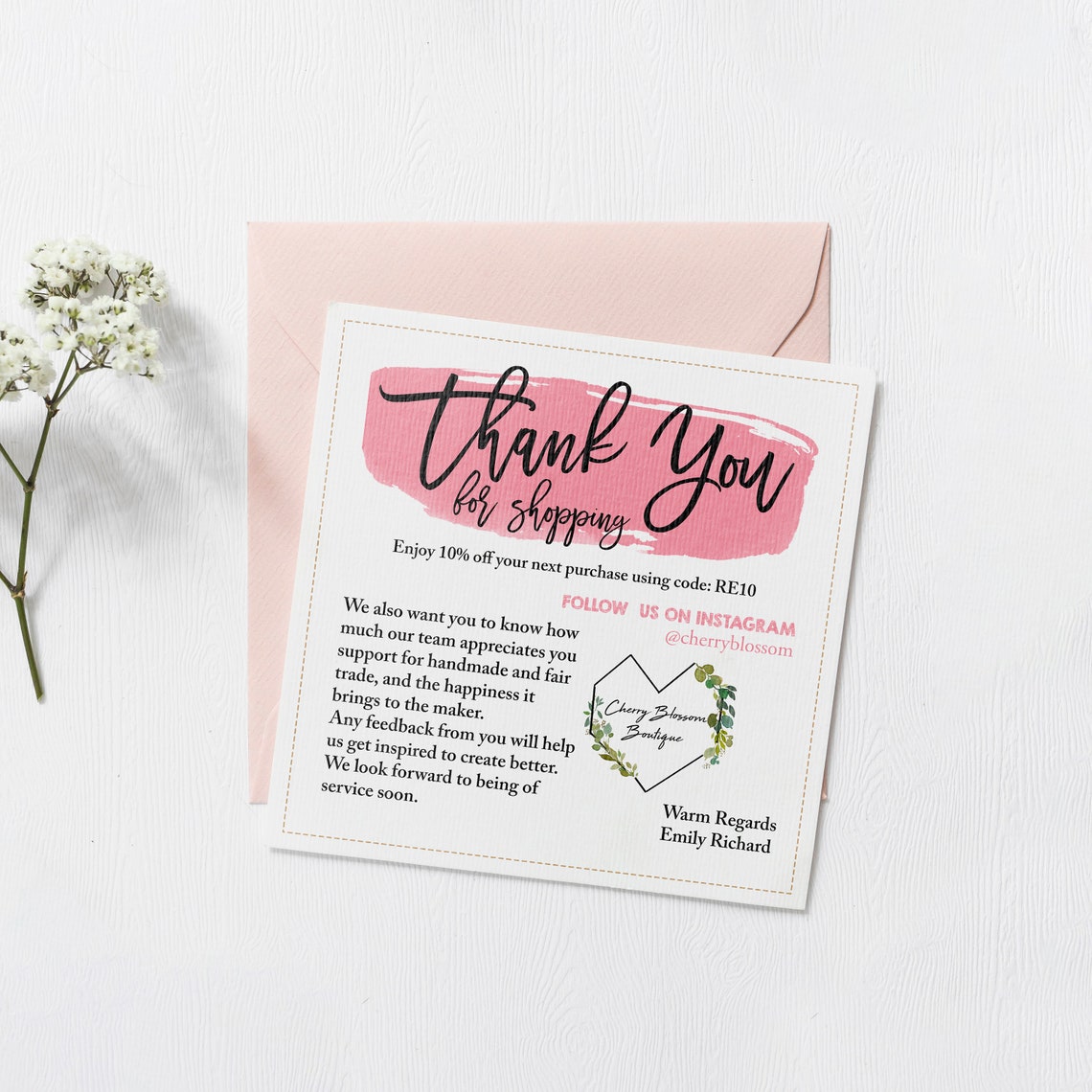 Shopping Thank You Card Thank You Note Template Etsy