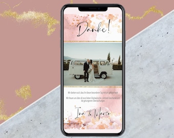 eCard thank you cards - rosé - Digital cards for wedding thank yous - Send via WhatsApp
