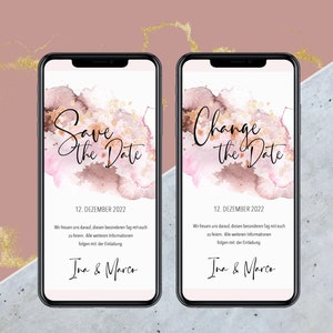 eCard 日付の保存 / 日付の変更 - ロゼ - 結婚式用のデジタル カード - WhatsApp 経由で送信