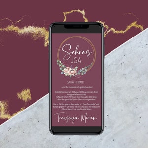 eCard JGA Invitation - Bourgogne - Digitale kaarten voor de uitnodiging voor het vrijgezellenfeest/ bachelorettes - Verzenden via WhatsApp