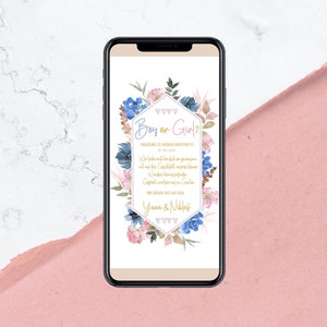 Invito ragazzo o ragazza - Fiori di campo - Carte digitali per invito a una festa di rivelazione di genere - Invia tramite WhatsApp
