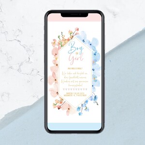 Invito Ragazzo o Ragazza - Orchidea - Cartoline digitali per l'invito al baby party - Gender Reveal - Invia tramite WhatsApp