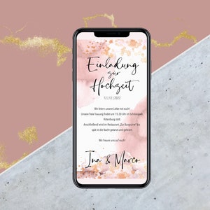 eCard 結婚式招待状 - ロゼ - 結婚式招待状用デジタル カード - WhatsApp 経由で送信