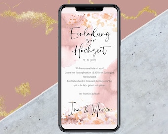 eCard wedding invitation - rosé - Digital cards for the wedding invitation - Send via WhatsApp