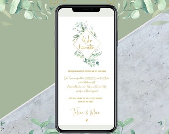 eCard Wedding Invitation - Eucalyptus - Digital cards for the wedding invitation - Send via WhatsApp