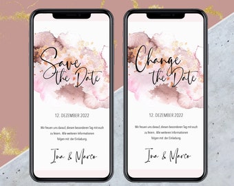 eCard Save the Date /Change the Date - rosé - Digital cards for your wedding - Send via WhatsApp