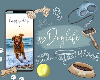 150+ Story Stickers Doglife - For Instagram Stories about dogs & pets - Clipart - Hand-painted