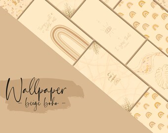 Smartphone Wallpaper (6 pieces) - Beige Boho - Wallpapers, Lock Screen, Cell Phone Background, Home Screen - Instagram Templates