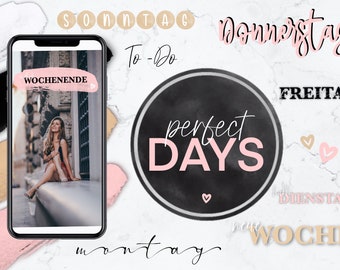 180 Story Stickers perfect days - Pimp your daily Instagram Stories - Weekdays, Strokes etc. - For Story, Reels, Blogger
