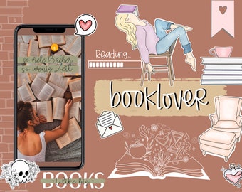 170+ Story Stickers Booklover - For Instagram Stories about books, reading, Booktok, Bookstagram, book love and co. - Clipart - Hand-painted