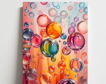 Colorful Bubble Art Print: Modern Abstract Canvas Wall Art