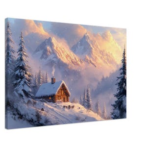 Winter Landscape, Winter Mountains, White Snow, Mountains, Canvas, Living Room Decor, Home Decor, Floral Wall Art, Botanical Art, Floral Art