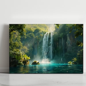 Beautiful Nature Waterfalls, Canvas Wall Art, Design, Poster, Print, Decor for Home & Office Decoration