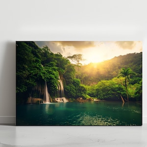 Beautiful Nature Waterfalls, Canvas Wall Art, Design, Poster, Print, Decor for Home & Office Decoration