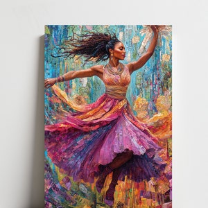 Dancing Woman Canvas Art: Vibrant Abstract Modern Decor