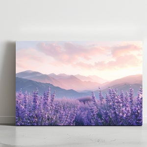 Lavender Field Canvas Print: Mountain Landscape Wall Art