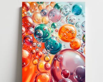 Colorful Bubble Wall Art: Modern Abstract Print, Kids Room Canvas