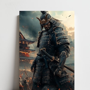 Samurai Warrior Canvas Print: Abstract Japanese Art Poster