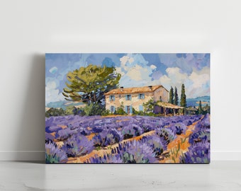 Lavender Field Canvas Print: Provence Farmhouse Wall Art
