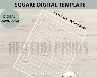 1.5cm Square Template, Digital Download, Label Sticker Template, Design Template, Paper Size 8.5”x11”, PNG, Digital Print, Editable Image
