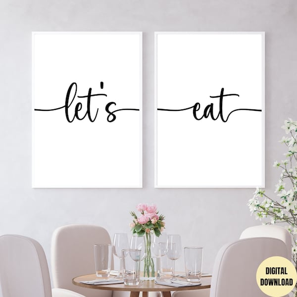 Let's Eat, Dining Room Wall Decor, Let's Eat Sign, Kitchen Wall Art, Kitchen Quote Printable, Kitchen Signs, Let's Eat Printable, Eat Art