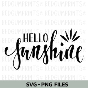 Hello Sunshine SVG, Cricut Cut Files, Art mural imprimable, Cricut, Décoration intérieure, Téléchargement numérique, Sunshine svg, Art mural, PNG, SVG, Typographie