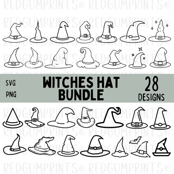 Witches Hat SVG Bundle, Hat SVG, Witchcraft svg, Halloween Svg, Witch SVG, Png, Svg Files for Cricut, Silhouette, Gothic svg, Cricut