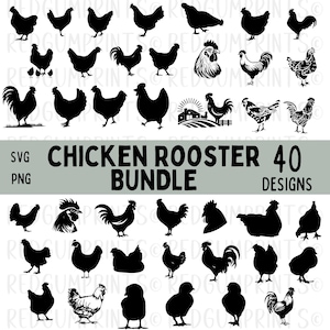 Lot poulet SVG, poulet SVG, coq svg, Svg poule, animaux de la ferme SVG, Png, fichiers Svg pour Cricut, Silhouette, Animal, Cricut, Svg, poulet