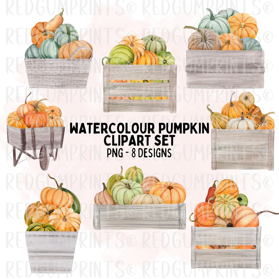Watercolour Pumpkin Crate Clipart, Pumpkin Clipart, PNG, Clip Art ...