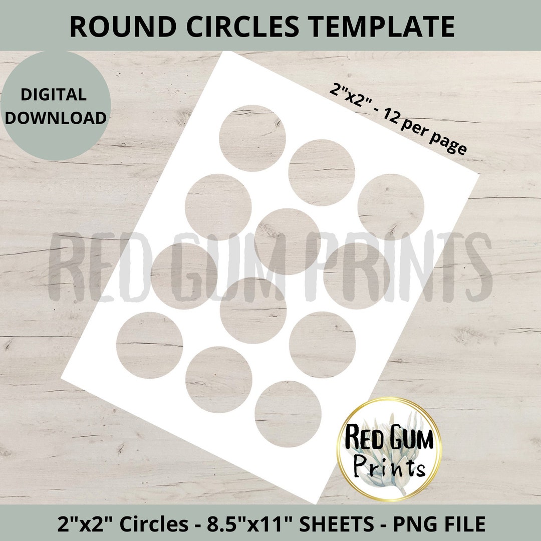 2" Round Circles Template, Digital Download, Label Sticker Template ...
