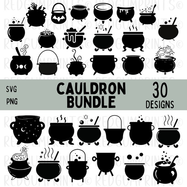 Cauldron SVG Bundle, Witches Cauldron SVG, Cauldron, Halloween, Pot SVG, Png, Svg Files for Cricut, Silhouette, Cricut, Sublimation Design