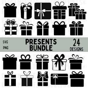 Presents SVG Bundle, Present SVG, Gift svg, Gift Box Svg, Ribbon SVG, Png, Svg Files for Cricut, Silhouette, Bow svg, Cricut, Box svg zdjęcie 1